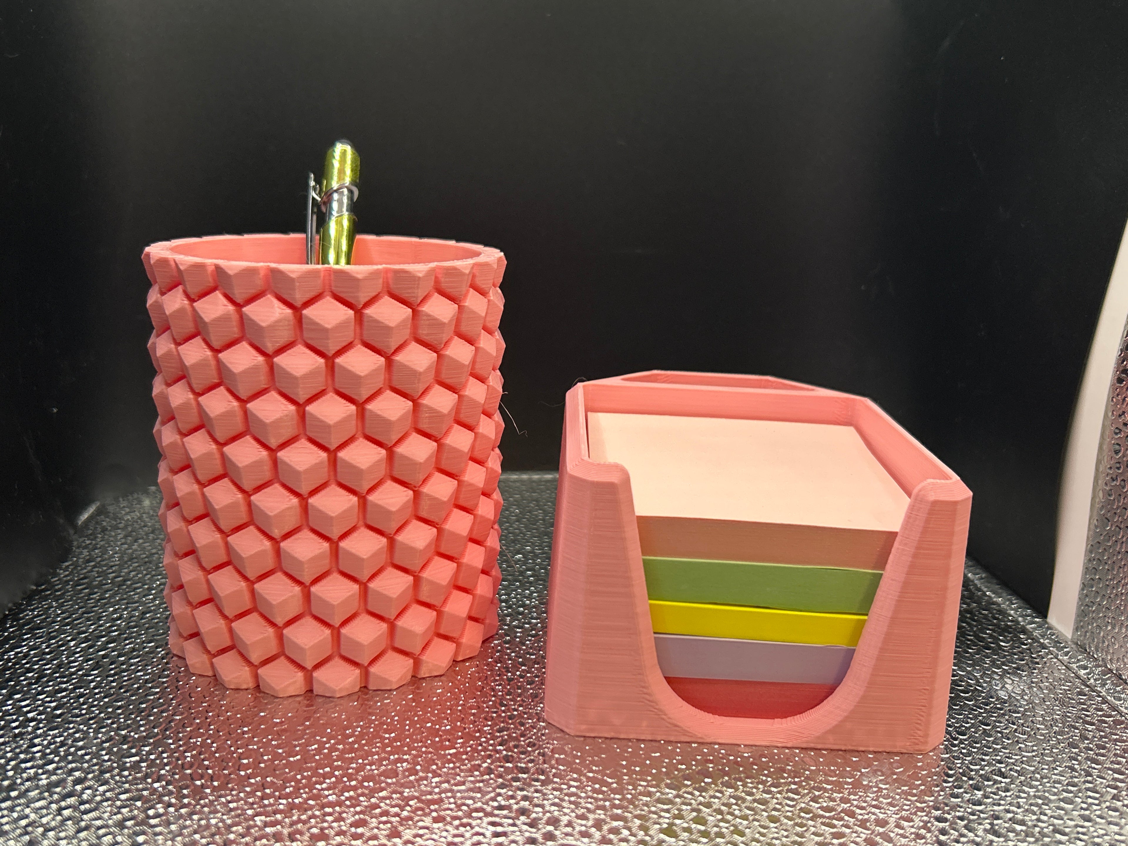 Desk cup and Post it Note holder set